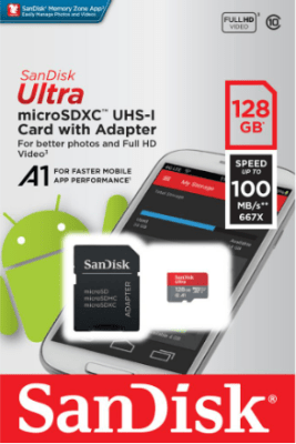 Tarjeta de Memoria Sandisk 128GB Micro SD 100MB/s1