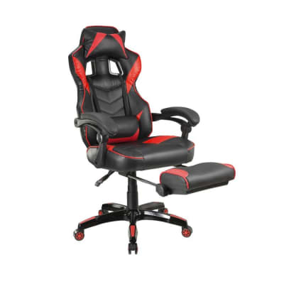 Silla Gamer con apoya pies Macrotel Negro/Rojo1