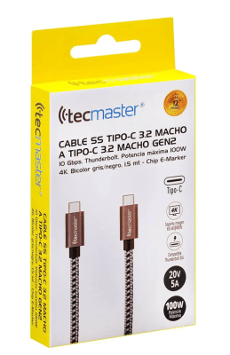 Tecmaster cable Tipo C-C 100W 1,5 mt 4k1