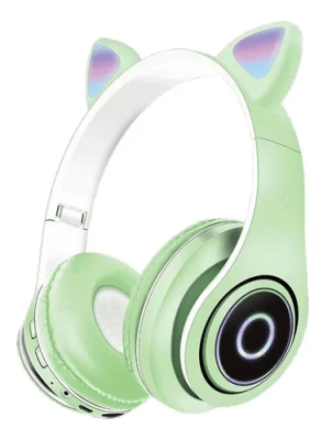 Audifono Bluetooth Oreja Gatos Verde Agua3