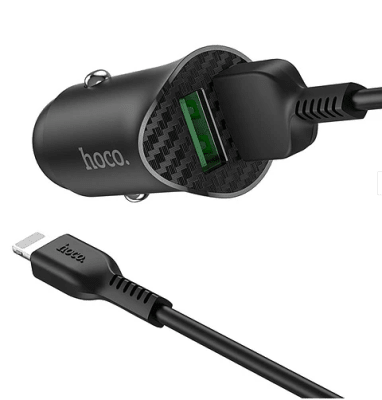 Cargador Auto Hoco Z39 18W + Cable Lightning1