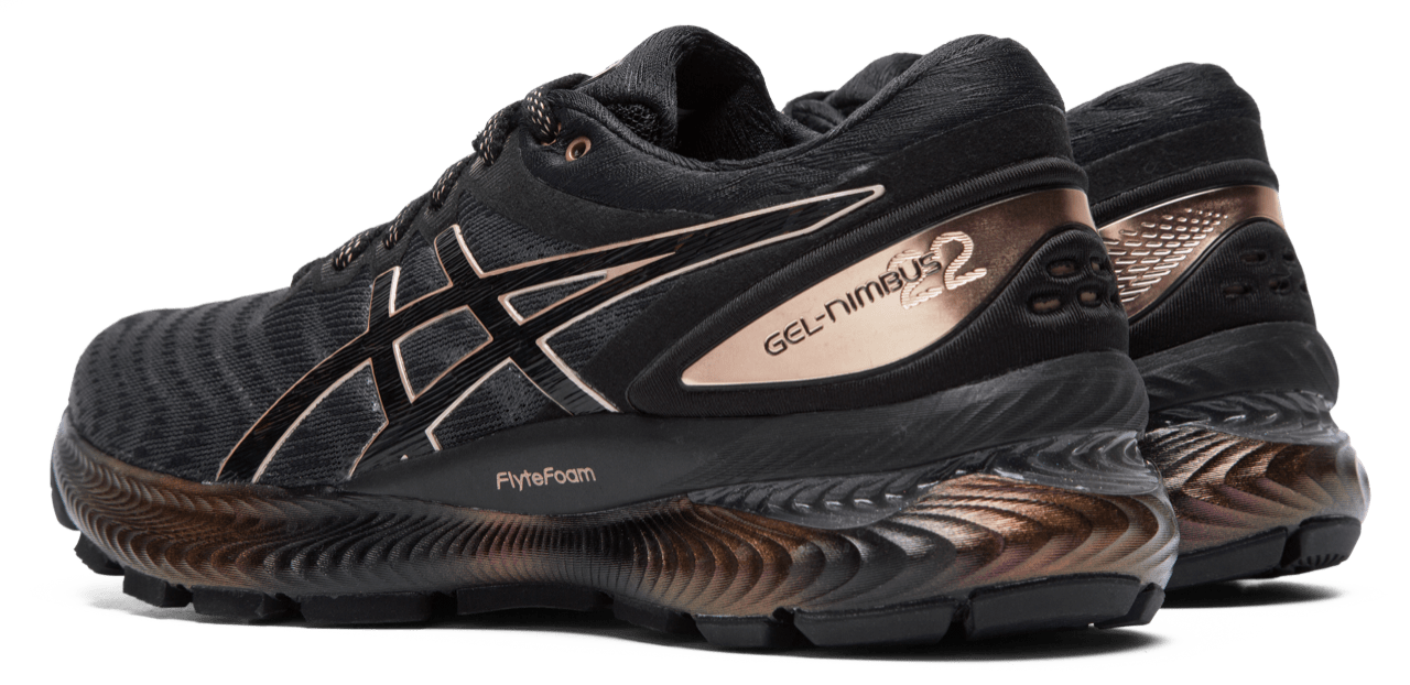 Asics - Gel Nimbus 22 Platinum - Black/Rose Glod - Mujer - Neutro/Supinacion Asics - Gel Nimbus 22 Platinum - Black/Rose Glod - Mujer - Neutro/Supinacion