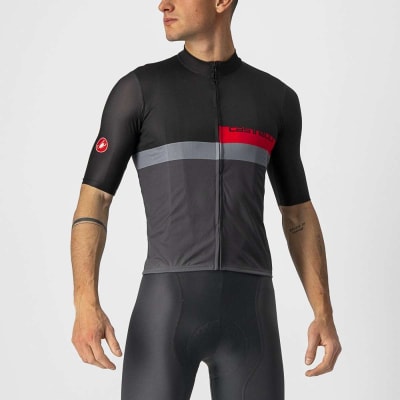 CASTELLI - A Blocco Jersey - Light Black/Red-Dark Gray