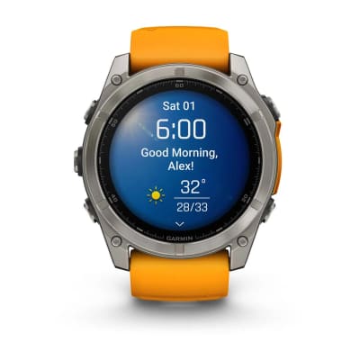 Garmin - Fenix 8 Amoled Zafiro - 51mm - Titanio con correa de silicona naranja