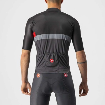 CASTELLI - A Blocco Jersey - Light Black/Red-Dark Gray