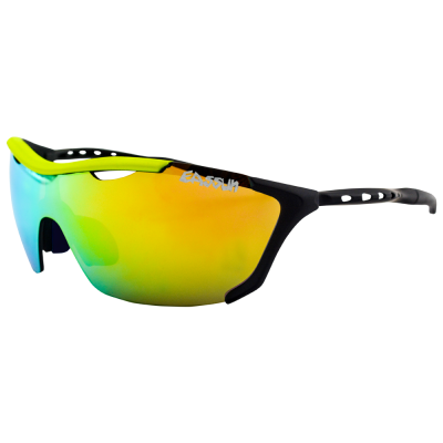 Lentes para Running y Ciclismo - EASSUN - RECORD - Marco Negro y amarillo - Lentes Rojo revo Cat: 3
