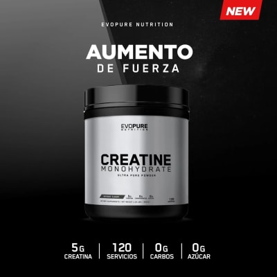 EVOPURE - Creatina Monohidratada Ultra Pure - 120 servicios