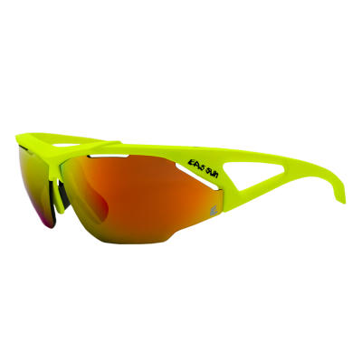 Lentes para Running y Ciclismo - EASSUN - AERO - Marco Amarillo fluor - Lentes Rojo revo Cat: 3 - P