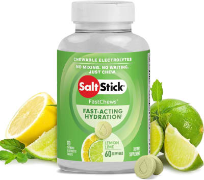 SaltStick - Pastillas de sal masticables/Fast Chews - Frasco  60 tabletas - Lima Limón