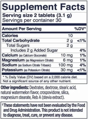 SaltStick - Pastillas de sal masticables/Fast Chews - Frasco  60 tabletas - Sandía