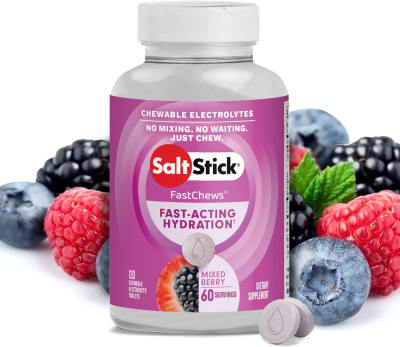 SaltStick - Pastillas de sal masticables/Fast Chews - Frasco  60 tabletas - Berry