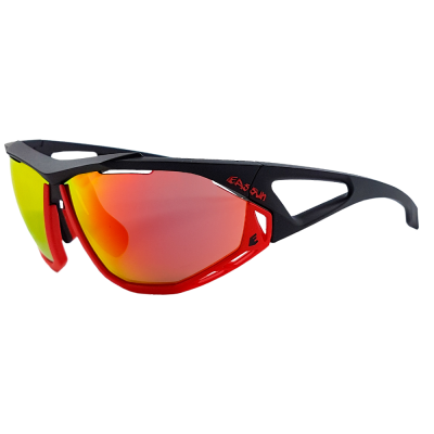Lentes para Ciclismo - EASSUN - EPIC - Marco Negro y rojo - Lentes Rojo revo Cat: 3 - Peso 30gr - T