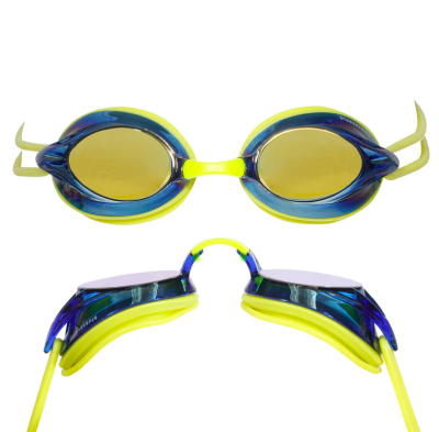 Blueseventy - Lentes para natación NR2 - Marco Amarillo Neón/Lunas Azul Espejo