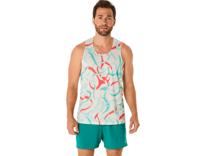 Asics - Road All Over Print Singlet - Birch - BVD - Hombre