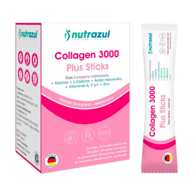 Nutrazul - Collagen 3000 Plus Sticks - 20 unidades - Sabor Durazno