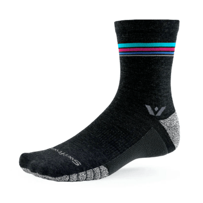 Swiftwick - Flite XT Trail Mid Crew (Five) - Coal Aurora Strip - Medias