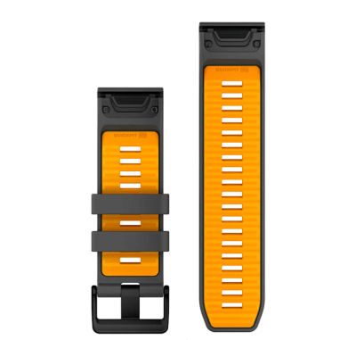 Garmin - Correa de reemplazo Quickfit 26 - Graphite / Spark Orange Silicone