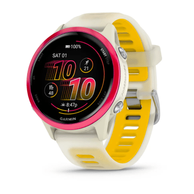 Garmin - Forerunner 570 - 42mm - Frambuesa con correa traslúcida de hueso/Mango
