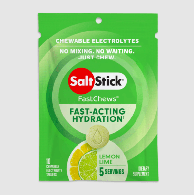 SaltStick - Pastillas de sal masticables/Fast Chews - Stick 10 tabletas - Lima Limón