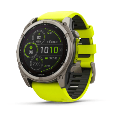 Garmin - Fenix 8 Zafiro Solar Gris Titanio - 51mm - Correa Sport Amarilla