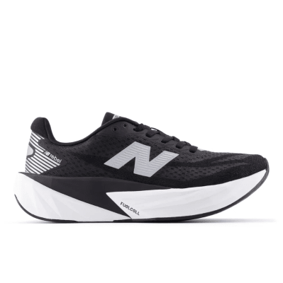 New Balance - FuelCell Rebel V5 - BLACK with NB 103 WHITE and Silver Metallic - Mujer