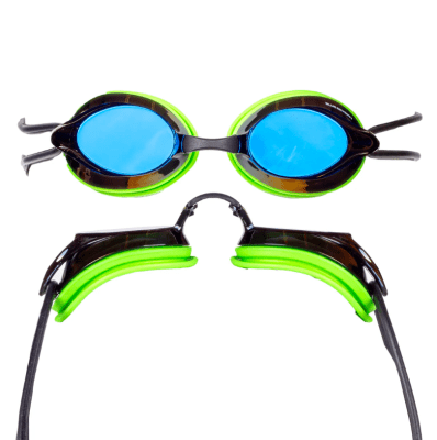 Blueseventy - Lentes para natación NR2 - Marco Verde/Luna Azul Espejo