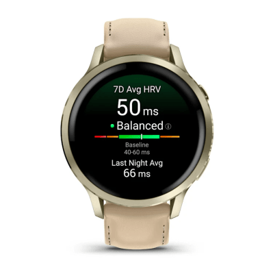 Garmin - Venu 4 Amoled, Dorado con correa de silicona blanca y correa de cuero beige - 41mm