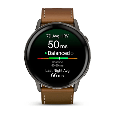 Garmin - Venu 4 Amoled, Gris con correa de silicona negra y correa de cuero marrón - 45mm