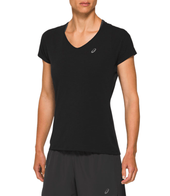 Asics - V-NECK SS Top - Performance Black - Mujer