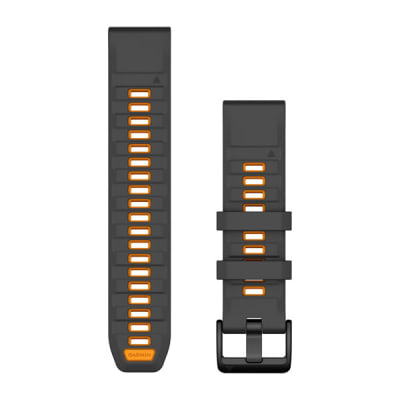 Garmin - Correa de reemplazo Quickfit 22 - Graphite/Spark Orange Silicone