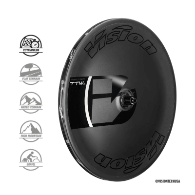 Vision - Disco Posterior para bicicleta de TT (lenticular) - Metron TTW DB Centerlock para Shimano