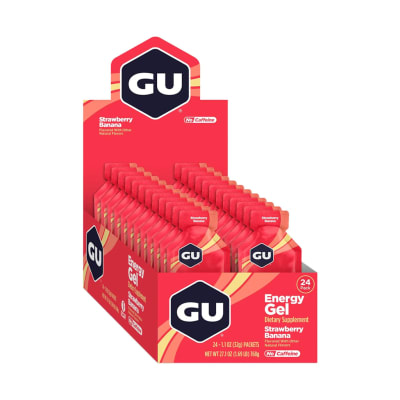 Caja de 24 Geles - GU Energy Strawberry Banana - Sin cafeína