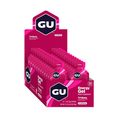 Caja de 24 Geles - GU Energy TriBerry - 20mg de cafeína