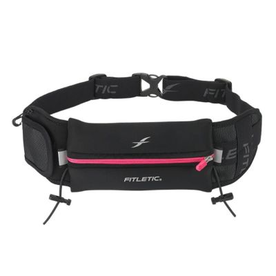 Cinturón porta objetos, porta geles y porta número - Fitletic Ultimate II - negro/rosado