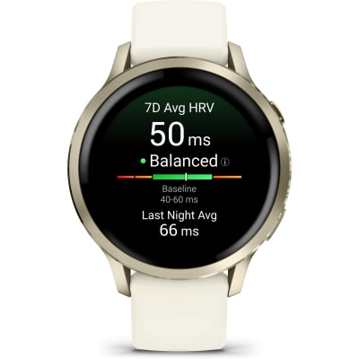 Garmin - Venu 4 Amoled, Bisel de Acero Inox Dorado - Correa Silicon Blanco - 41mm