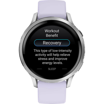 Garmin - Venu 4 Amoled, Bisel de Acero Inox Gris - Correa Silicon Lila - 41mm