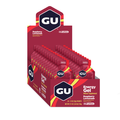 GU - Caja de 24 Geles - GU Energy - Raspberry Lemonade - Sin cafeína
