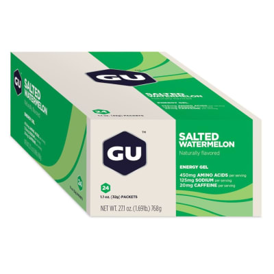 GU - Caja de 24 Geles - GU Energy - Salted Watermelon - 20mg de cafeína