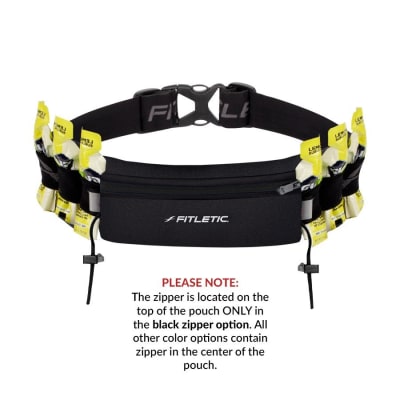 Cinturón porta objetos, porta geles y porta número - Fitletic Ultimate I - Negro