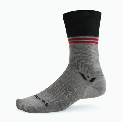 Persuit Seven Ultra Light - Block Stripe Charcoal - Medias Lana Merino - Swiftwick