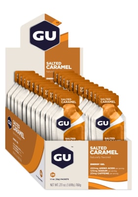 Caja de 24 Geles - GU Energy Salted Caramel - 20mg de cafeína