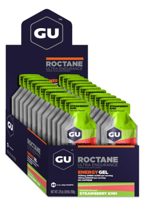 Caja de 24 Geles - GU Roctane Strawberry Kiwi - Sin Cafeína