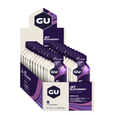 Caja de 24 Geles - GU Energy Jet Blackberry - 40mg cafeína