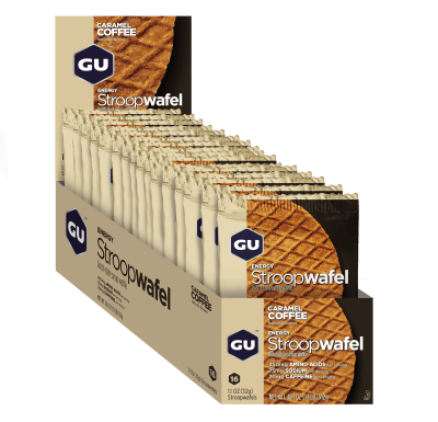 GU - Caja 16 unidades - GU Energy Stroopwafel - Caramel Coffee - 20mg cafeína