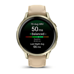 Garmin - Venu 4 Amoled, Dorado con correa de silicona blanca y correa de cuero beige - 41mm