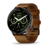 Garmin - Venu 4 Amoled, Gris con correa de silicona negra y correa de cuero marrón - 45mm1