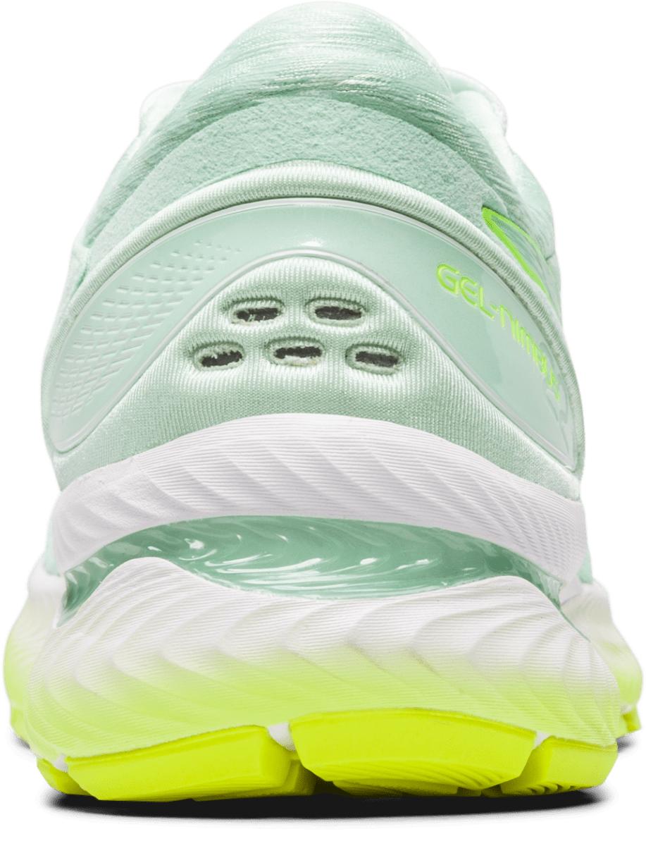 Asics - Gel Nimbus 22 - Mint Tint/Safety Yellow - Mujer - Neutro/Supinacion  | Takano Store