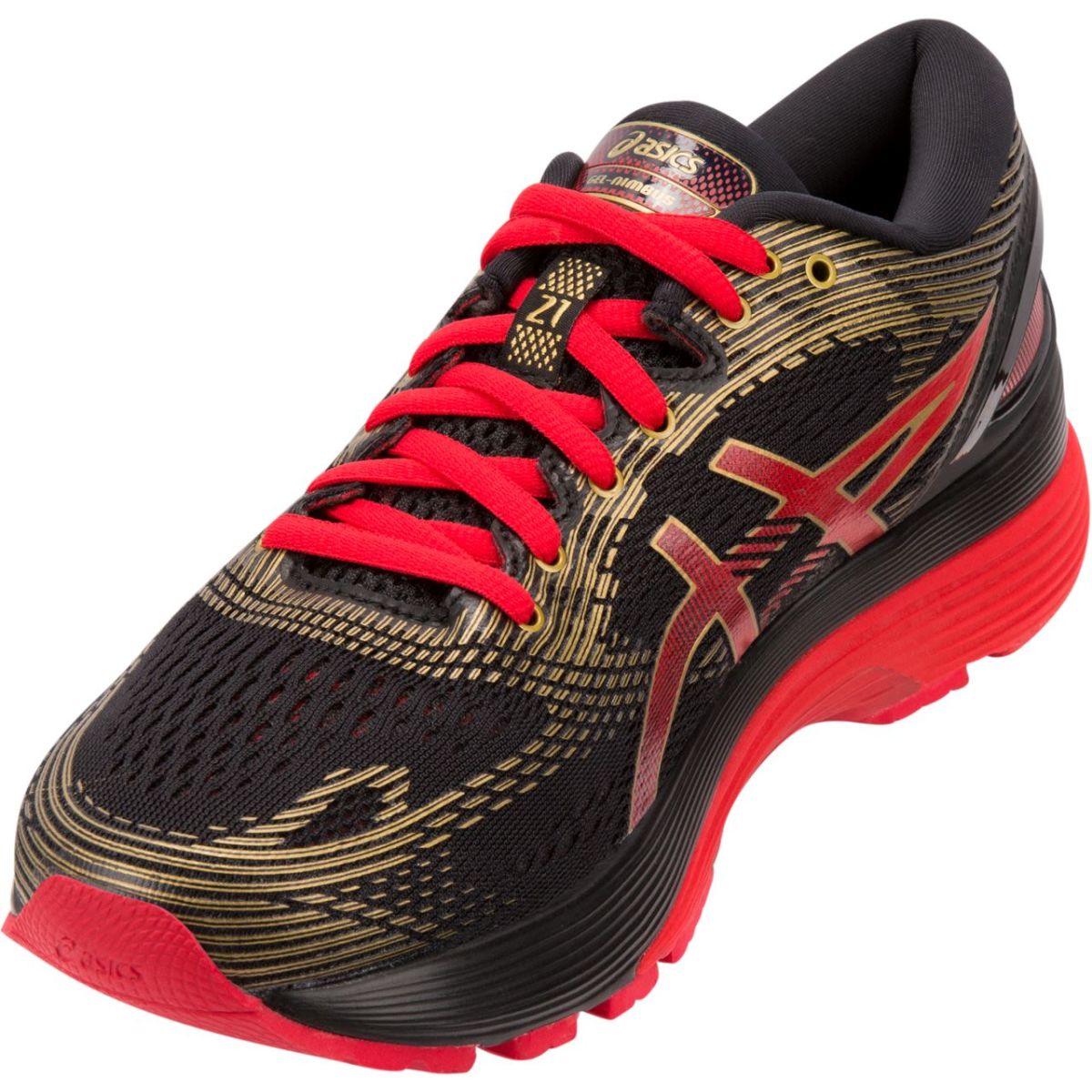 asics gel nimbus 21 black classic red