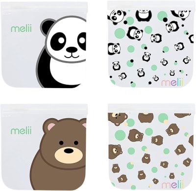 Bolsas para Snacks Reutilizables Panda Oso Pack x 4 - Melii