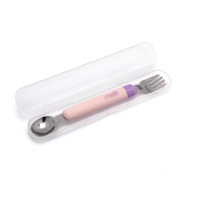 Set Cuchara y Tenedor con Estuche Rosa - Melii